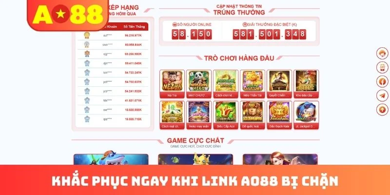 Khắc phục ngay khi link AO88 bị chặn Khắc phục ngay khi link AO88 bị chặn